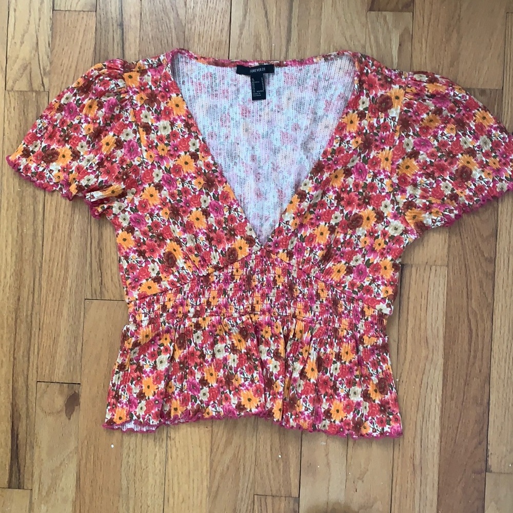 Forever 21 floral pointelle top